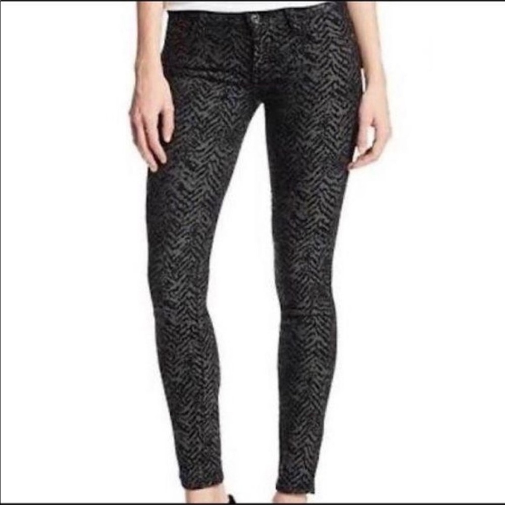 7 for All Mankind Black‎ Gray Zebra Super Skinny Jeans Size 28